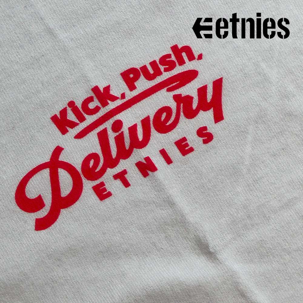 ETNIES T-Shirts KICK PUSH TEE WHITE RED サイズ L