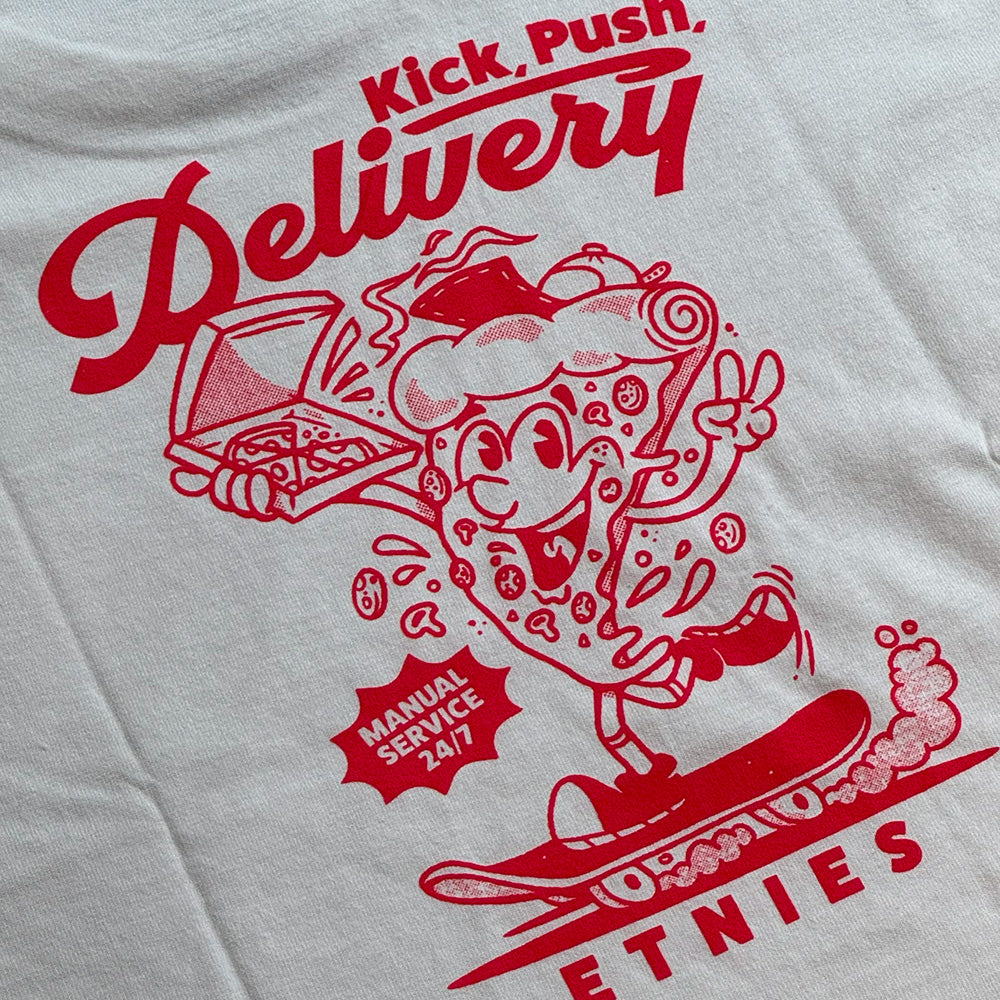 ETNIES T-Shirts KICK PUSH TEE WHITE RED サイズ L