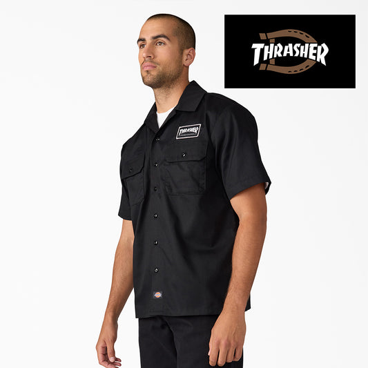DICKIES THRASHER WORK SHIRTS BLACK ディッキーズ ワークシャツ