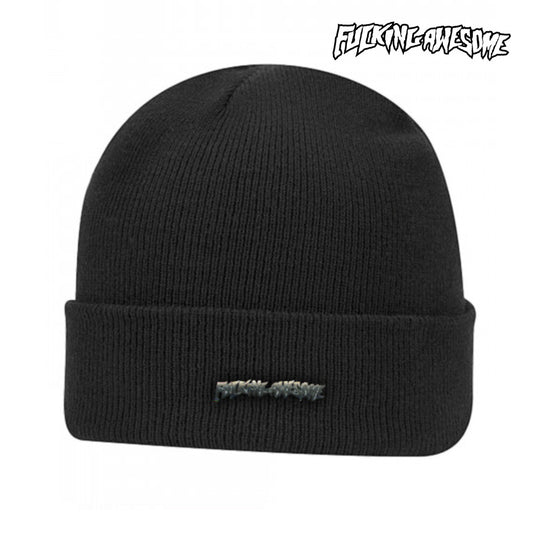 FUCKING AWESOME Metal Stamp Logo Cuff Beanie Black