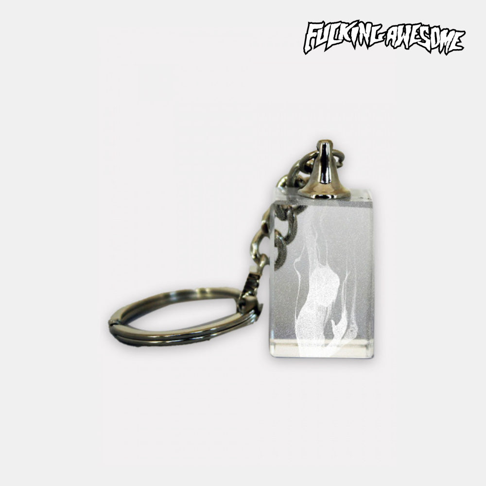 FUCKING AWESOME Vape Bath Etched Keychain CLEAR WHITE