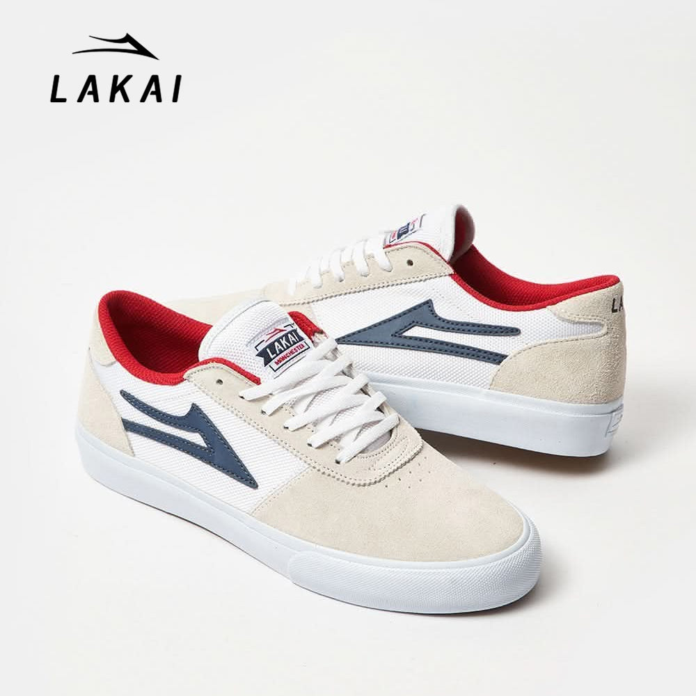 LAKAI MANCHESTER WHITE NAVY SUEDE