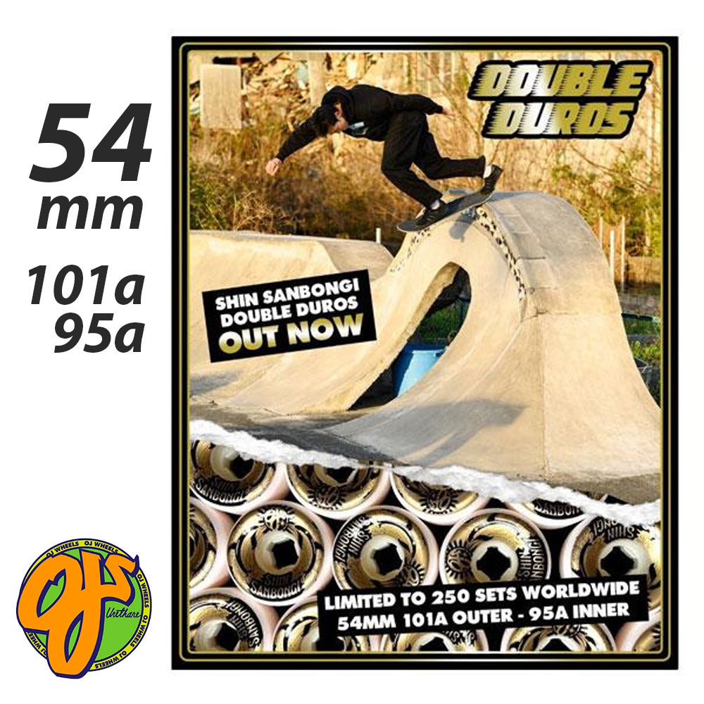 OJ WHEELS DBL DURO SHIN DOLPHIN GLD 54mm 101A 95A