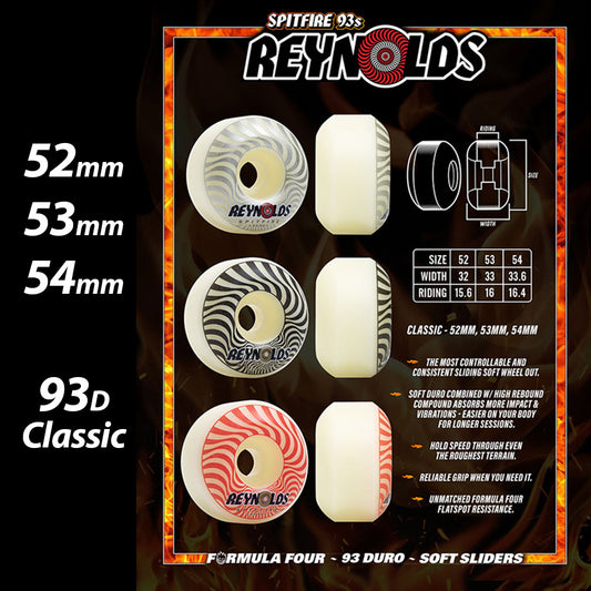 SPITFIRE  F4 93D ANDREW REYNOLDS  CLASSIC SHAPE 52mm 53mm 54mm