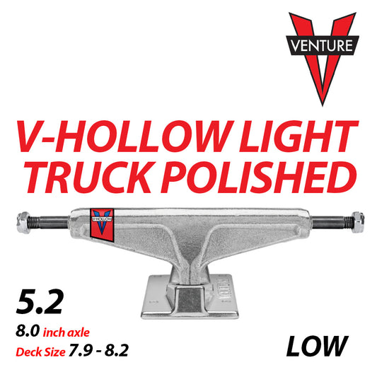 VENTURE TRUCKS V-HOLLOW LIGHT TRUCK POLISHED 5.2 LOW SILVER