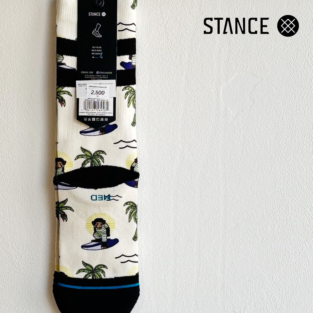 STANCE STANCE CASUAL SURFIN MONKEY CREW WHITE No.62
