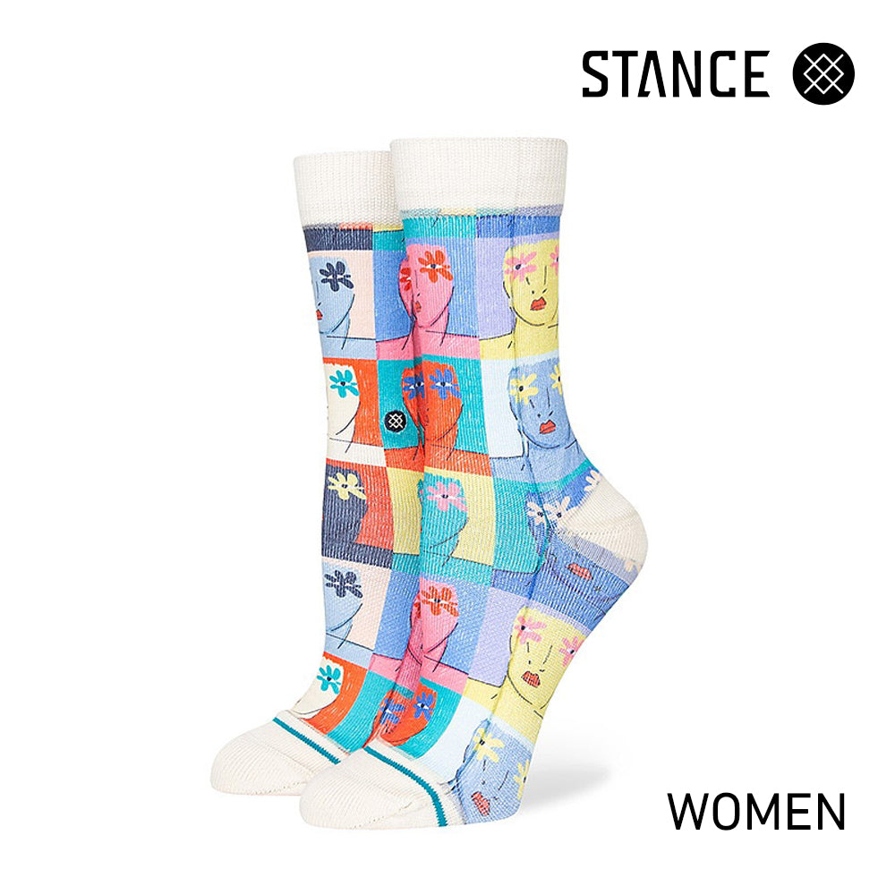 STANCE Women's CASUAL COLABO FLOWER FACES OFF WHITE No.69