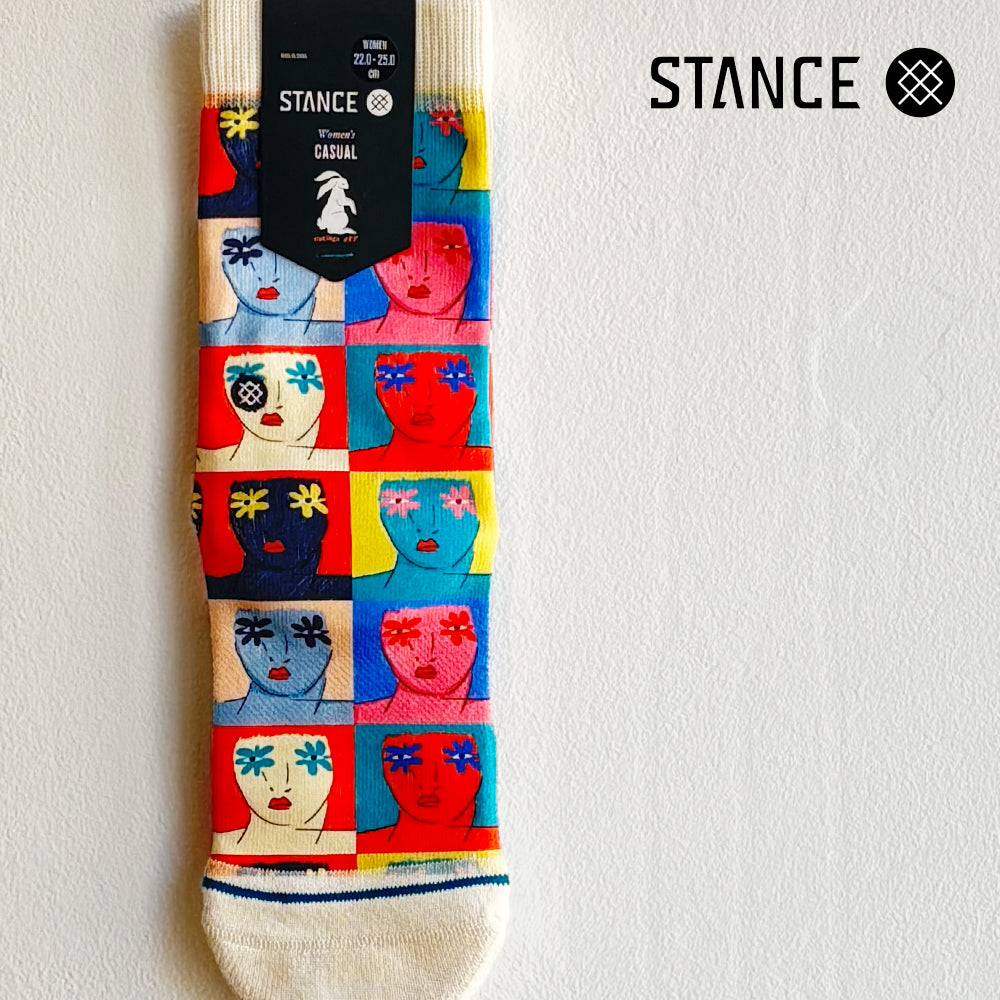 STANCE Women's CASUAL COLABO FLOWER FACES OFF WHITE No.69