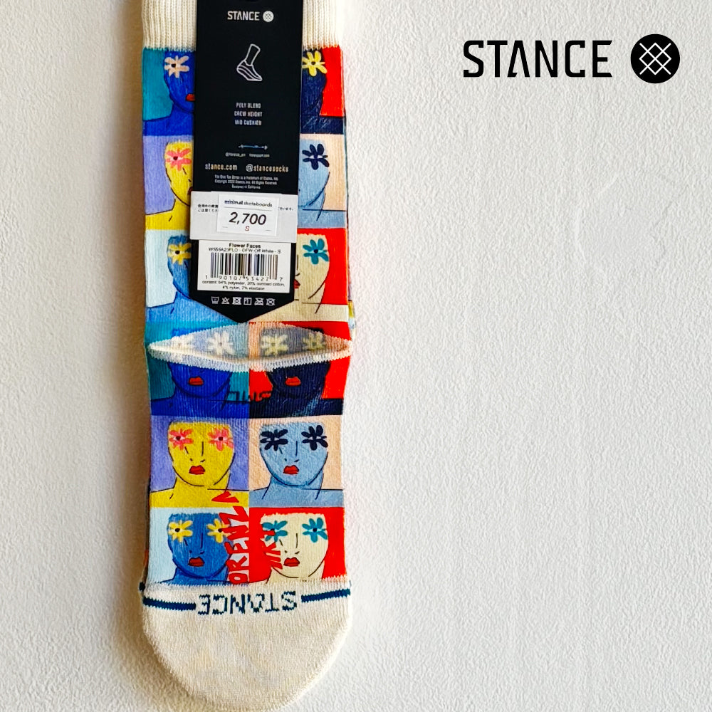 STANCE Women's CASUAL COLABO FLOWER FACES OFF WHITE No.69