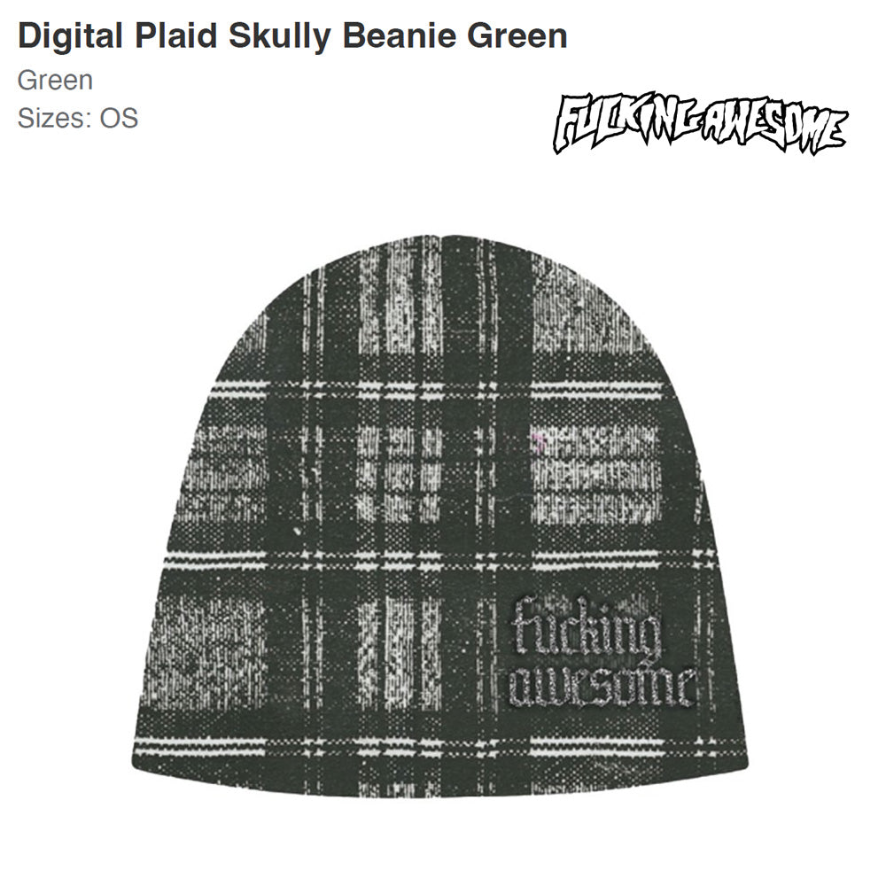 FUCKING AWESOME  Digital Plaid Skully Beanie
