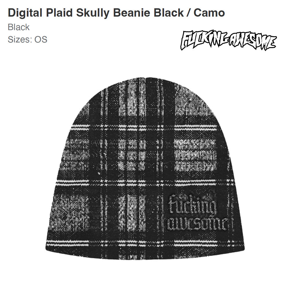 FUCKING AWESOME  Digital Plaid Skully Beanie