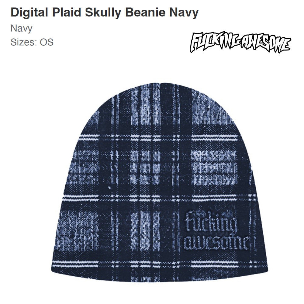 FUCKING AWESOME  Digital Plaid Skully Beanie