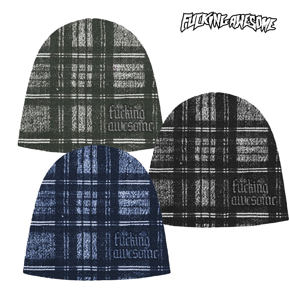 FUCKING AWESOME  Digital Plaid Skully Beanie