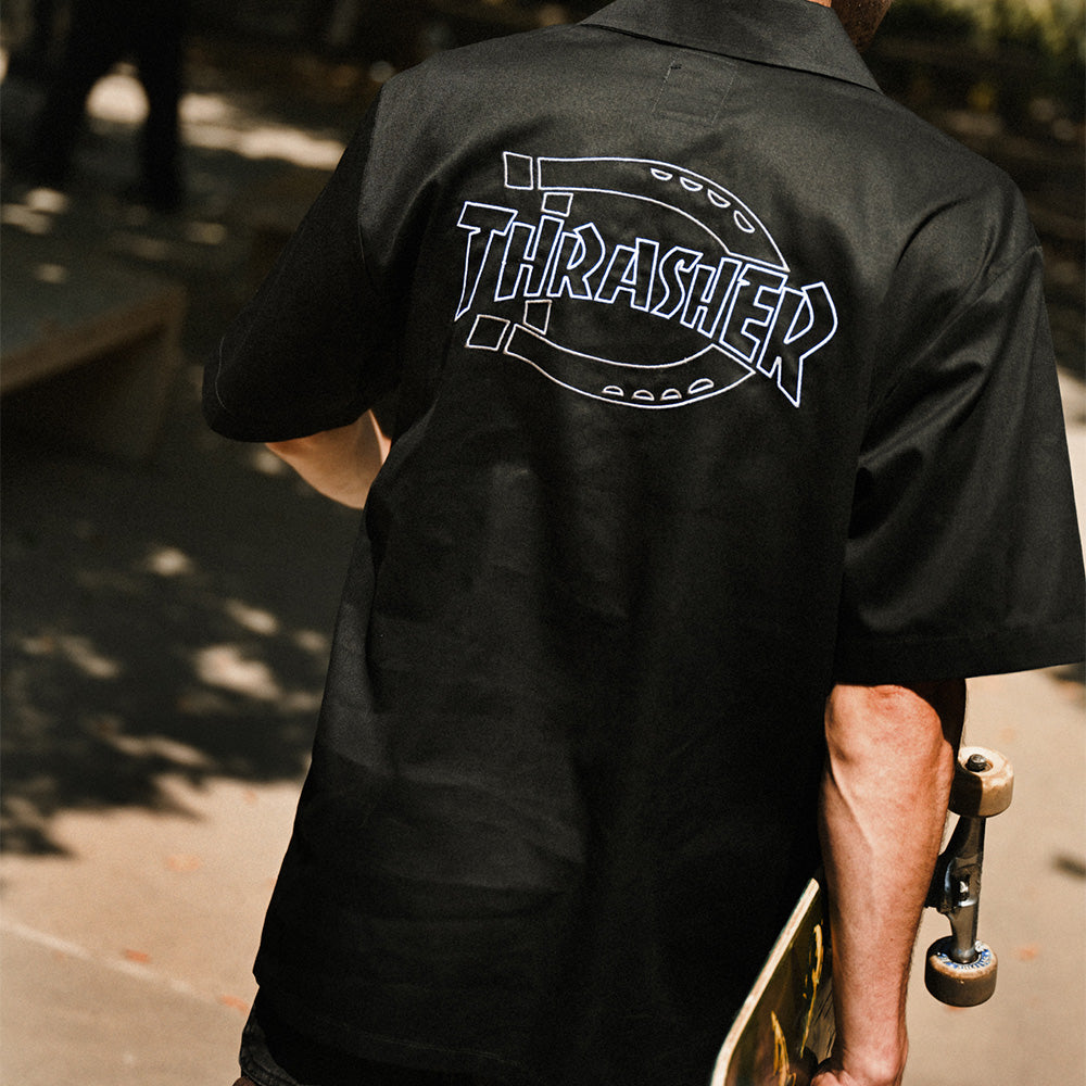 DICKIES THRASHER WORK SHIRTS BLACK ディッキーズ　ワークシャツ
