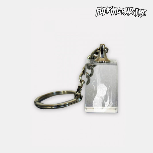 FUCKING AWESOME Vape Bath Etched Keychain CLEAR WHITE
